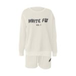 Oversized Sweatsuits White-Fox Print Set