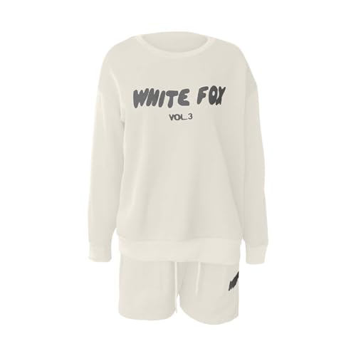 Oversized Sweatsuits White-Fox Print Set