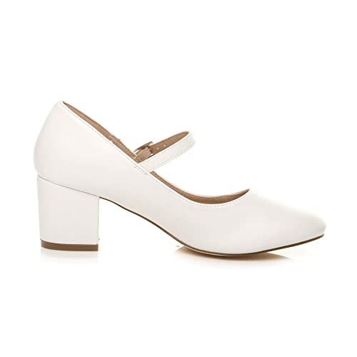 mid block heel strap court shoes