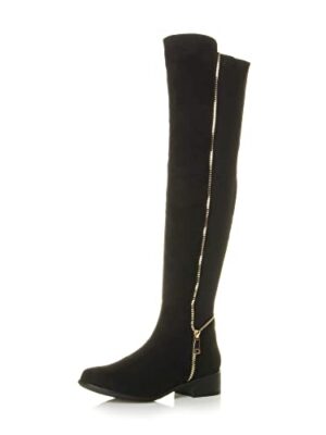 low block heel knee-high boots