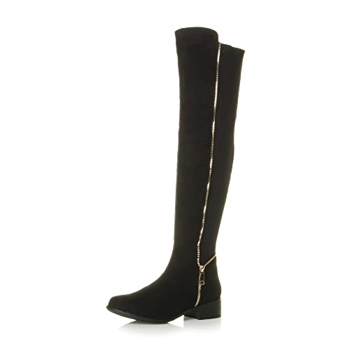 low block heel knee-high boots