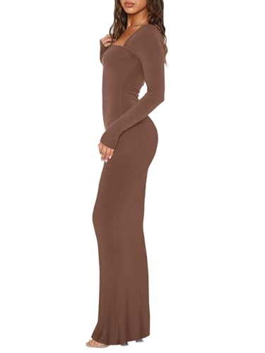 Square Neck Long Sleeve Bodycon Dress