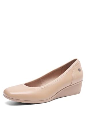 Wedge Low Heels Square Toe Pumps