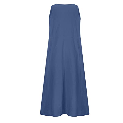 Cotton Linen Sleeveless Long Dress
