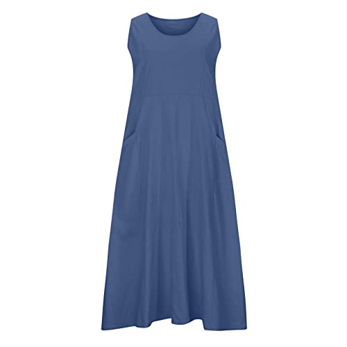 Cotton Linen Sleeveless Long Dress