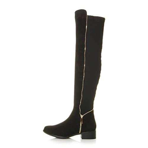 low block heel knee-high boots