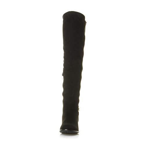 low block heel knee-high boots