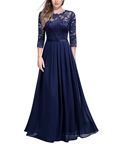 MIUSOL Women's Vintage Lace 3/4 Sleeve Maxi Dress