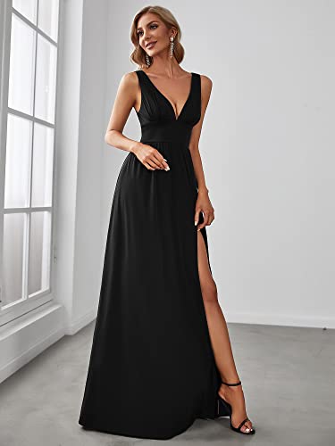V Neck Sleeveless Evening Dress