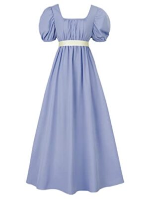 Green Regency Dress with Sash, Empire Waist