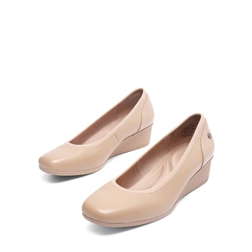 Wedge Low Heels Square Toe Pumps