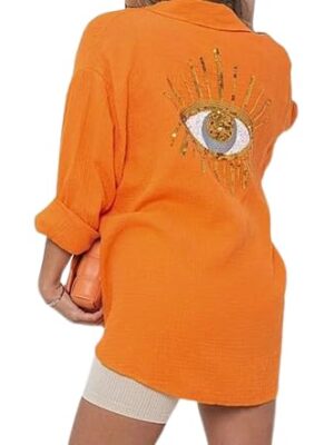 Oversize Sequin Eye Top