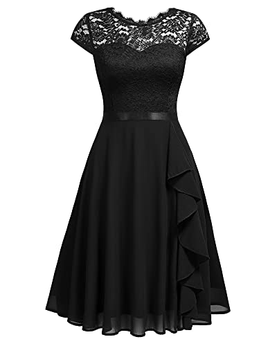 Vintage Lace Chiffon Party Swing Dress