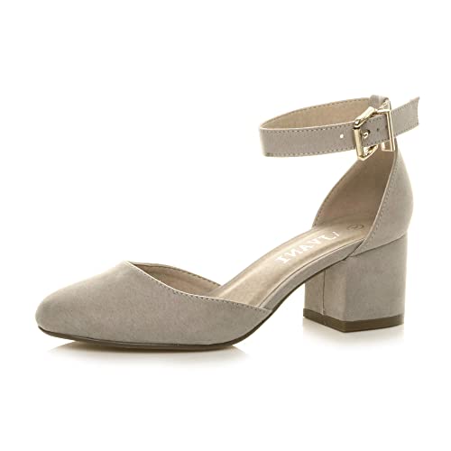 Low block heel ankle strap shoes
