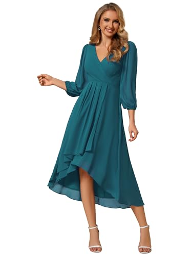 Chiffon V Neck Midi Wedding Dress