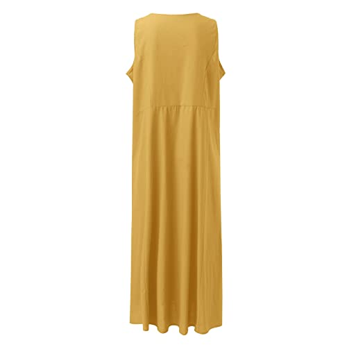 Cotton Linen Maxi Dress with Pockets