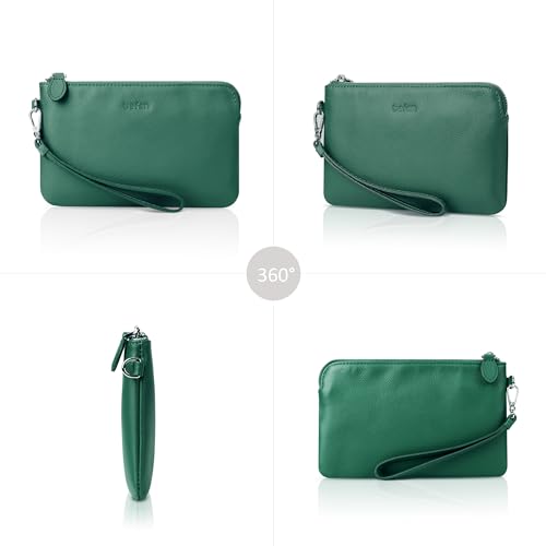 Small Leather Clutch Bag - Forest Green
