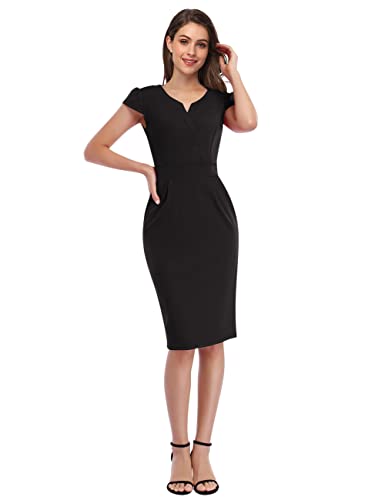 KOJOOIN Women's V-Neck Business Slim Bodycon Dress