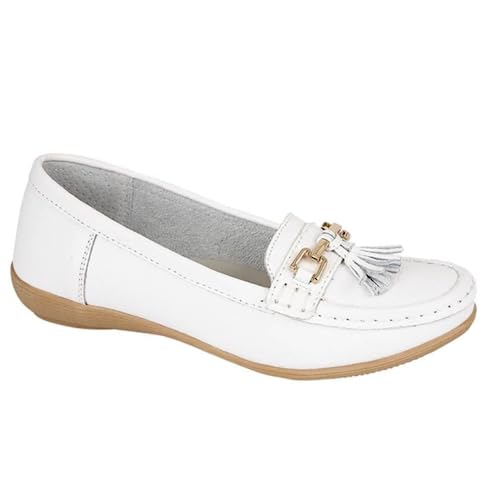 Leather Tassel Flat Shoes