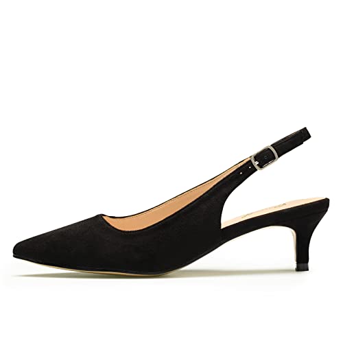Kitten Heel Slingback Shoes Black 38 EU