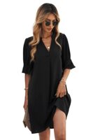Famulily Women's V Neck Half Sleeve Summer Dress S-XXL