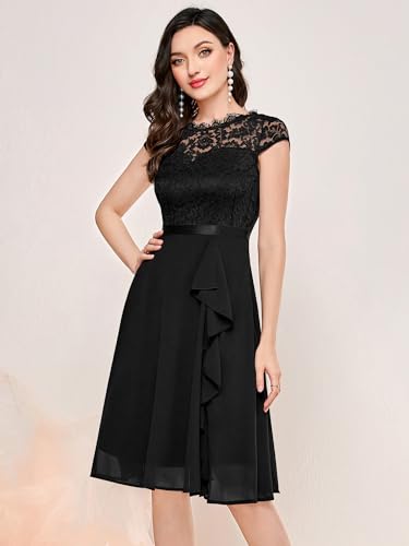 Vintage Lace Chiffon Party Swing Dress