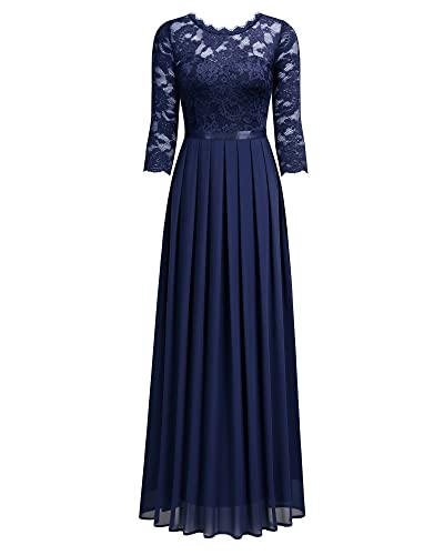 MIUSOL Women's Vintage Lace 3/4 Sleeve Maxi Dress