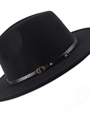 Adjustable Wide Brim Fedora Hat - Felt Panama Cap