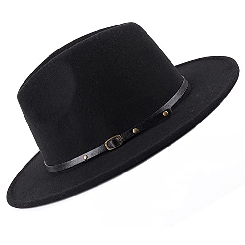 Adjustable Wide Brim Fedora Hat - Felt Panama Cap