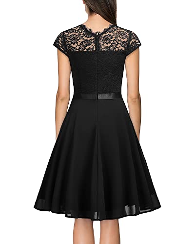 Vintage Lace Chiffon Party Swing Dress