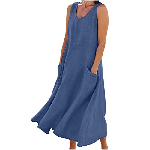 Cotton Linen Sleeveless Long Dress