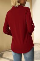 V Neck Tunic Blouse with Rolled Sleeves