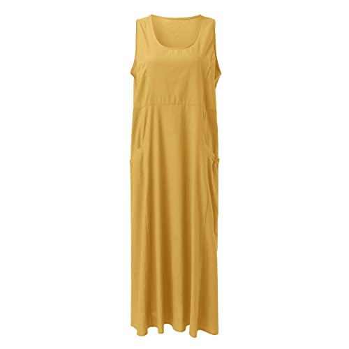 Cotton Linen Maxi Dress with Pockets