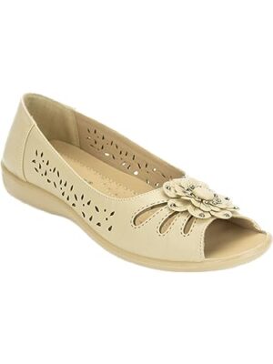 Ladies Open Toe Slip-On Shoes, Summer Flower, 8 Colors, Sizes 36-41