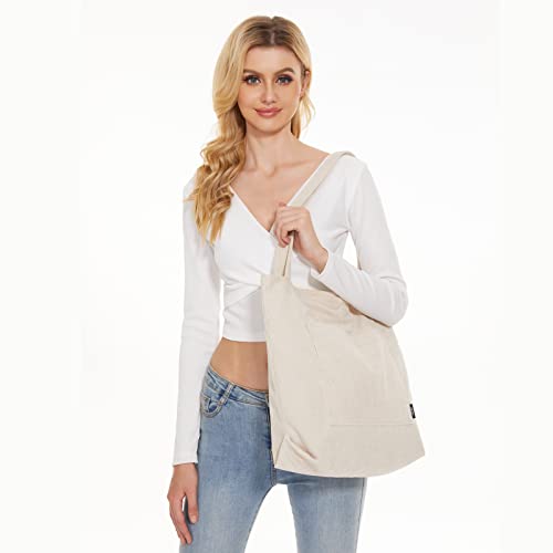 Corduroy Waterproof Tote Bag with Zipper, 35L
