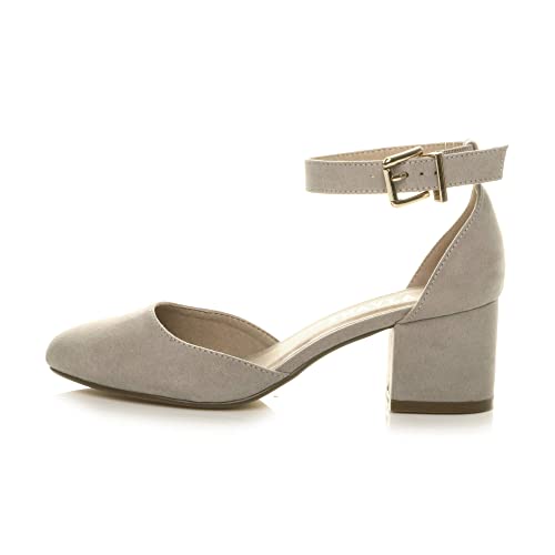 Low block heel ankle strap shoes