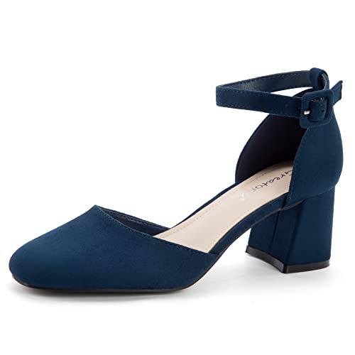 Block Heels Square Toe Ankle Strap Shoes
