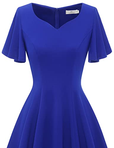 Ruffle Sleeve V-Neck Knee Length Dress
