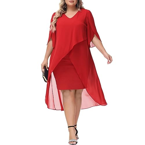 Chiffon V-Neck Cape Dress