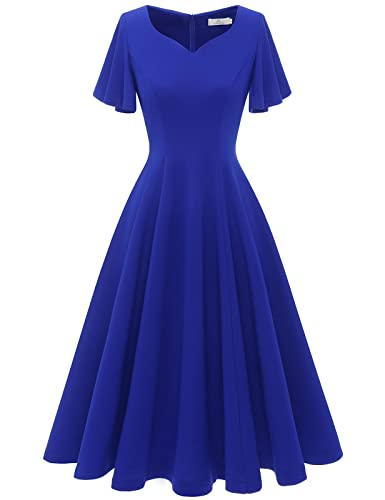 Ruffle Sleeve V-Neck Knee Length Dress