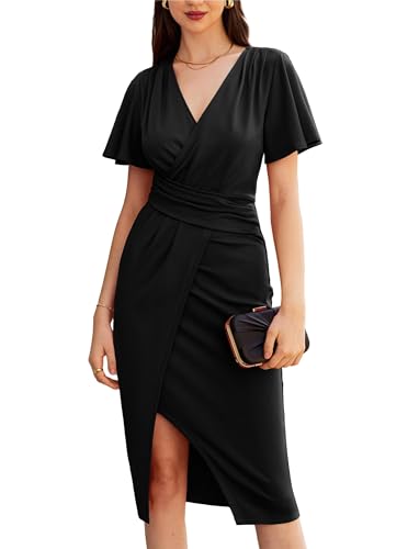 Ruffle Sleeve Wrap Midi Dress
