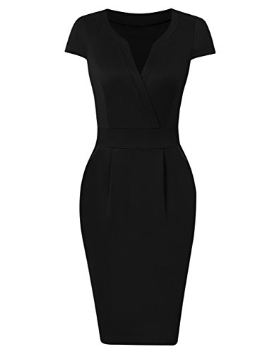 KOJOOIN Women's V-Neck Business Slim Bodycon Dress