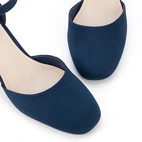 Block Heels Square Toe Ankle Strap Shoes