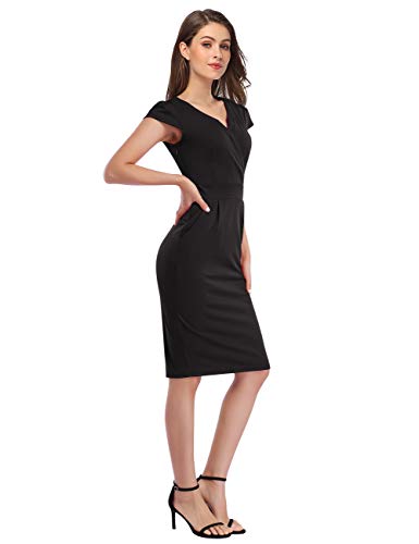 KOJOOIN Women's V-Neck Business Slim Bodycon Dress