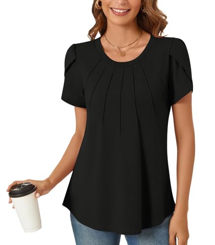 Summer Petal Sleeve Pleated Blouse