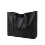 PU Leather Tote Handbag with Zip (Black)