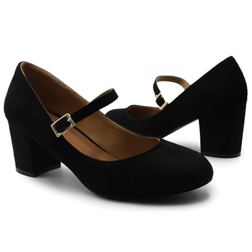 Mid Block Heels Mary Jane Ankle Strap Shoes