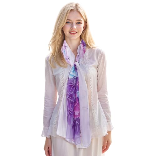 Chiffon Floral Print Scarf - Lightweight Shawl