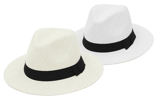 2Pcs Summer Straw Panama Hat