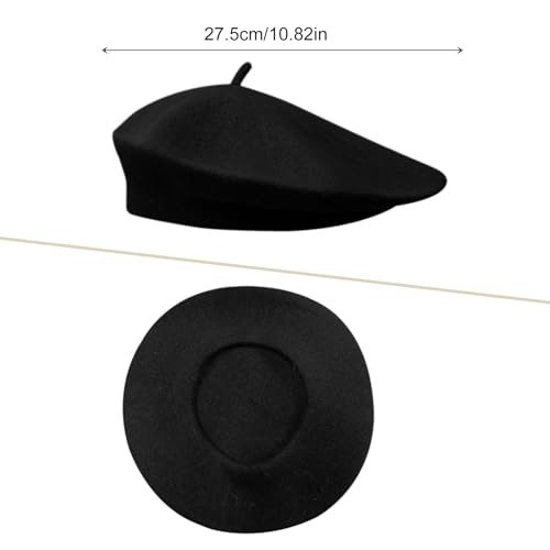 2 Pcs French Beret, Unisex, One Size (Black, Red)